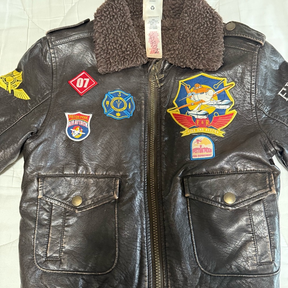DISNEY Planes Brown Faux Leather Bomber - Picture 2 of 11
